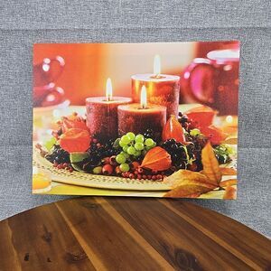 Christmas Lighted Candle Canvas‎ Wall Art Interactive Blow Candle Out Feature